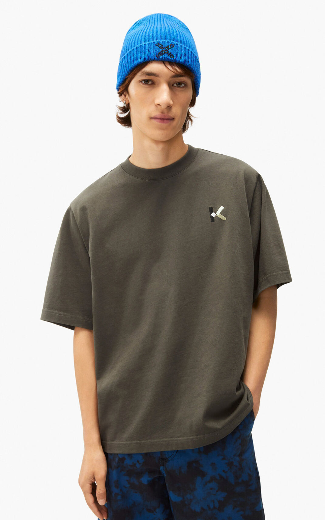 Camiseta Kenzo K Logo Masculino - Cinzentas Cinzentas | 726NMVGEC